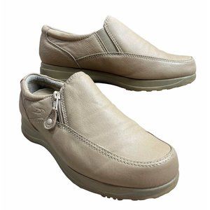 Dr Scholl's Women's Double Air Pillo Inserts Leather Loafer Shoe Tan Zip 8.5 W